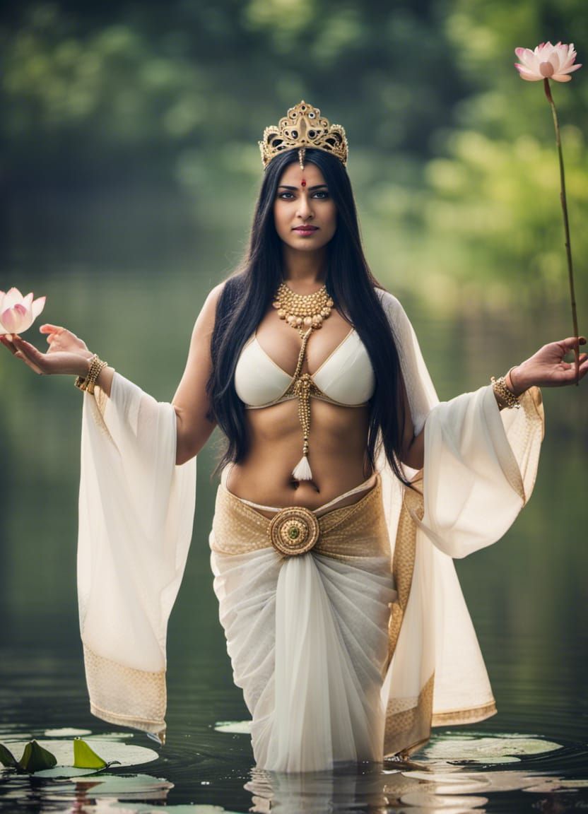 Indian Goddess of Peace with Lotus Flower