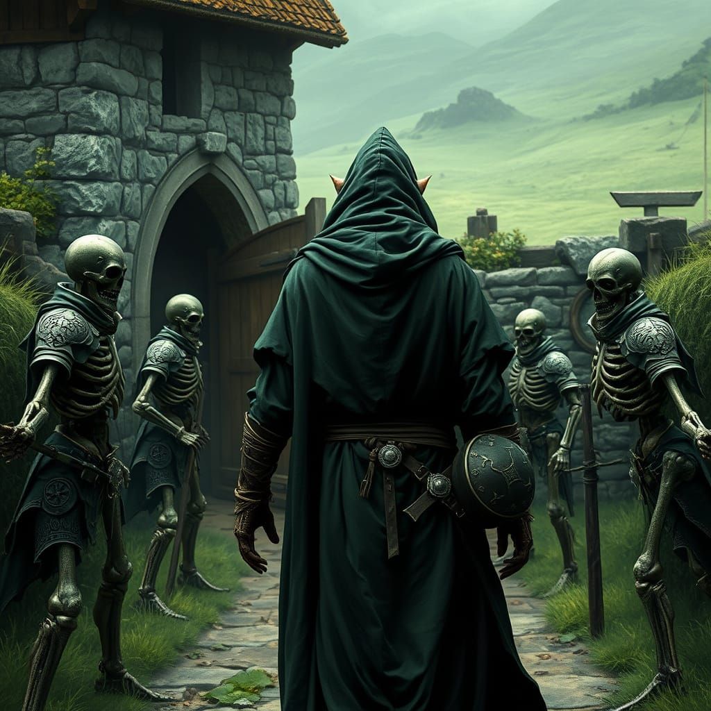 Dark Fantasy Goblin Necromancer Walks into Lush Irish Villag...
