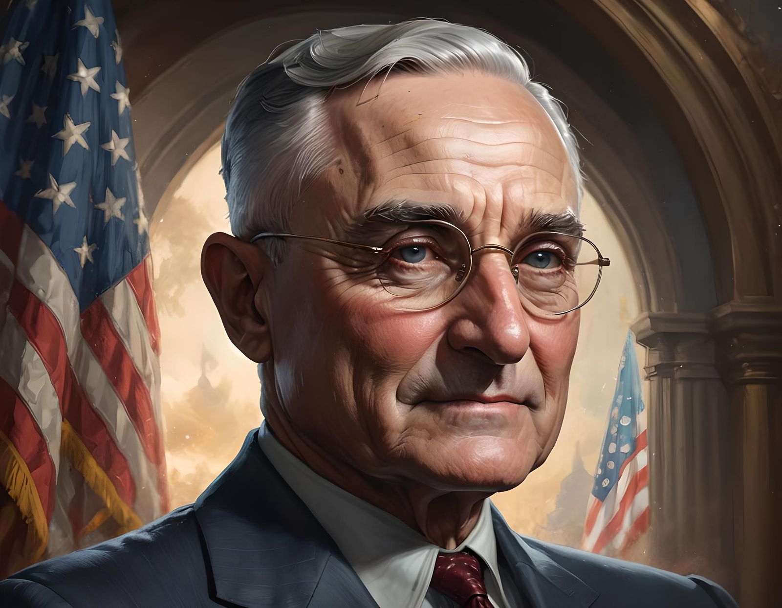 Detailed Portrait of Harry Truman in Digital Art Style