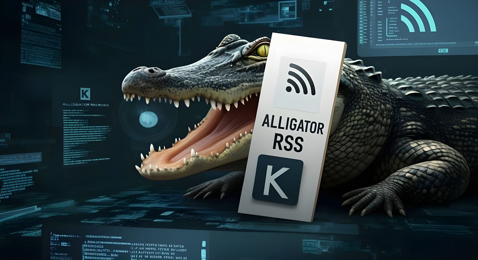 Cyberpunk Alligator in Mid-Byte Feast