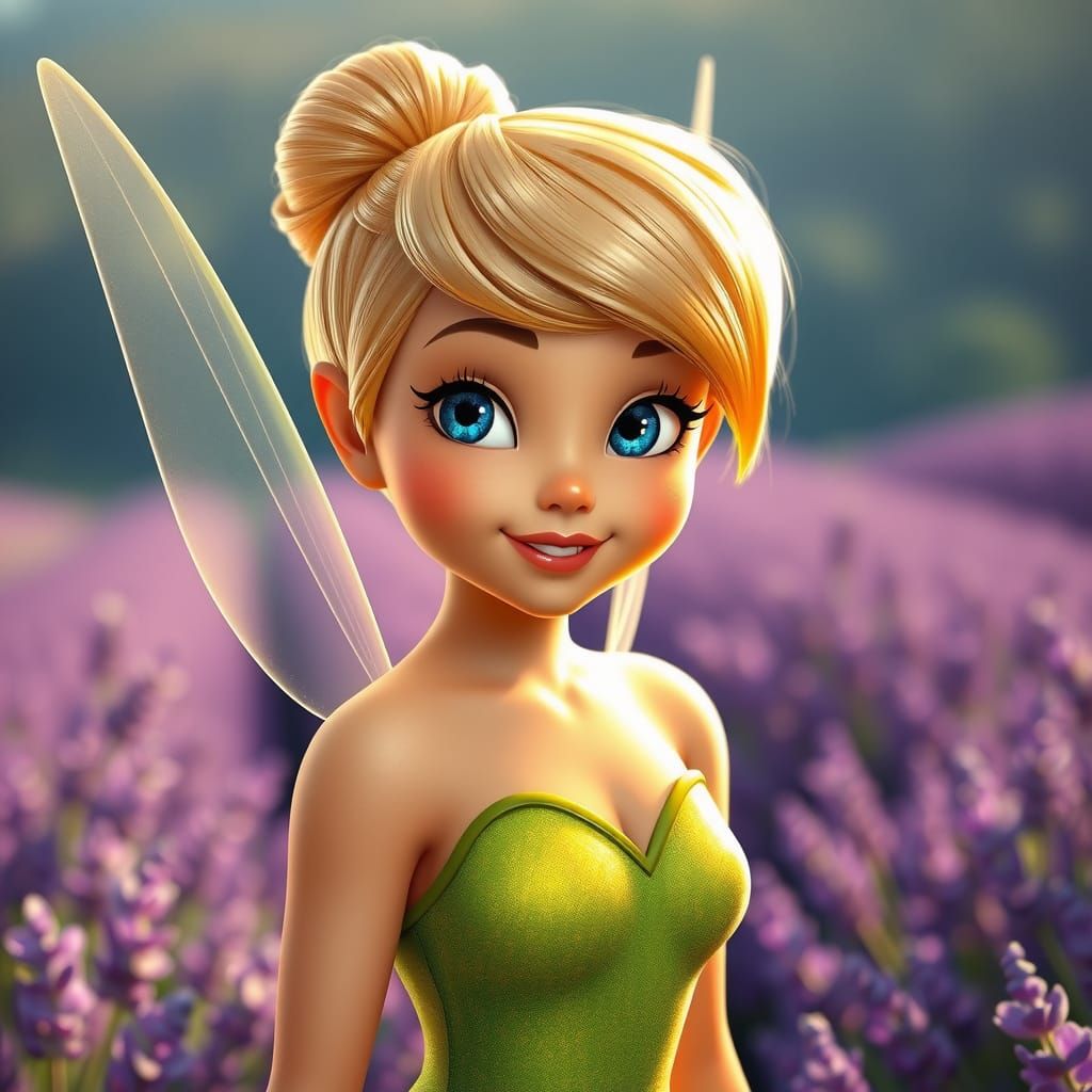 Tinkerbell in Provence Lavender Field, Digital Art
