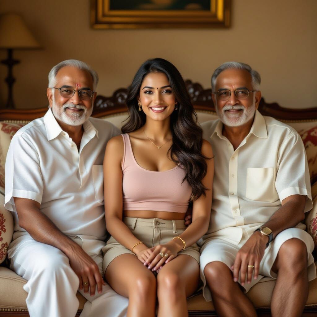 Indian Woman with Grandfathers: Realistic Portrait