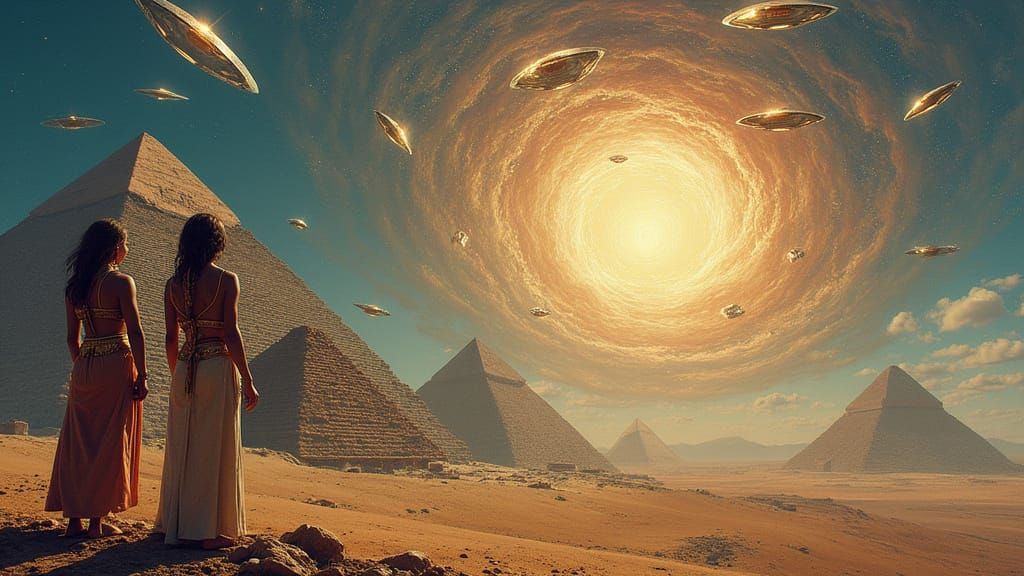 Ancient Egyptians Marvel at Celestial Vortex of Iridescent U...