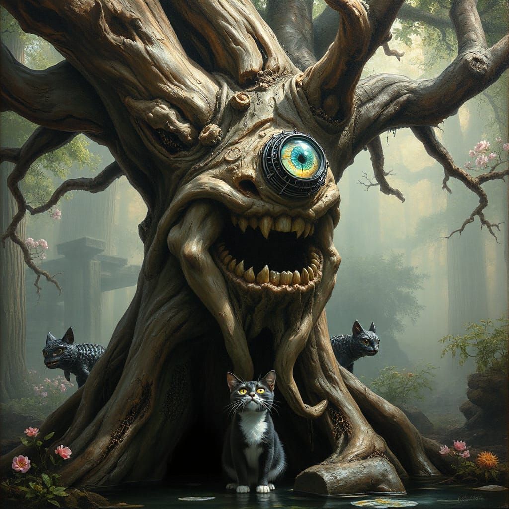 Enchanted Forest Tree with Grotesque Face