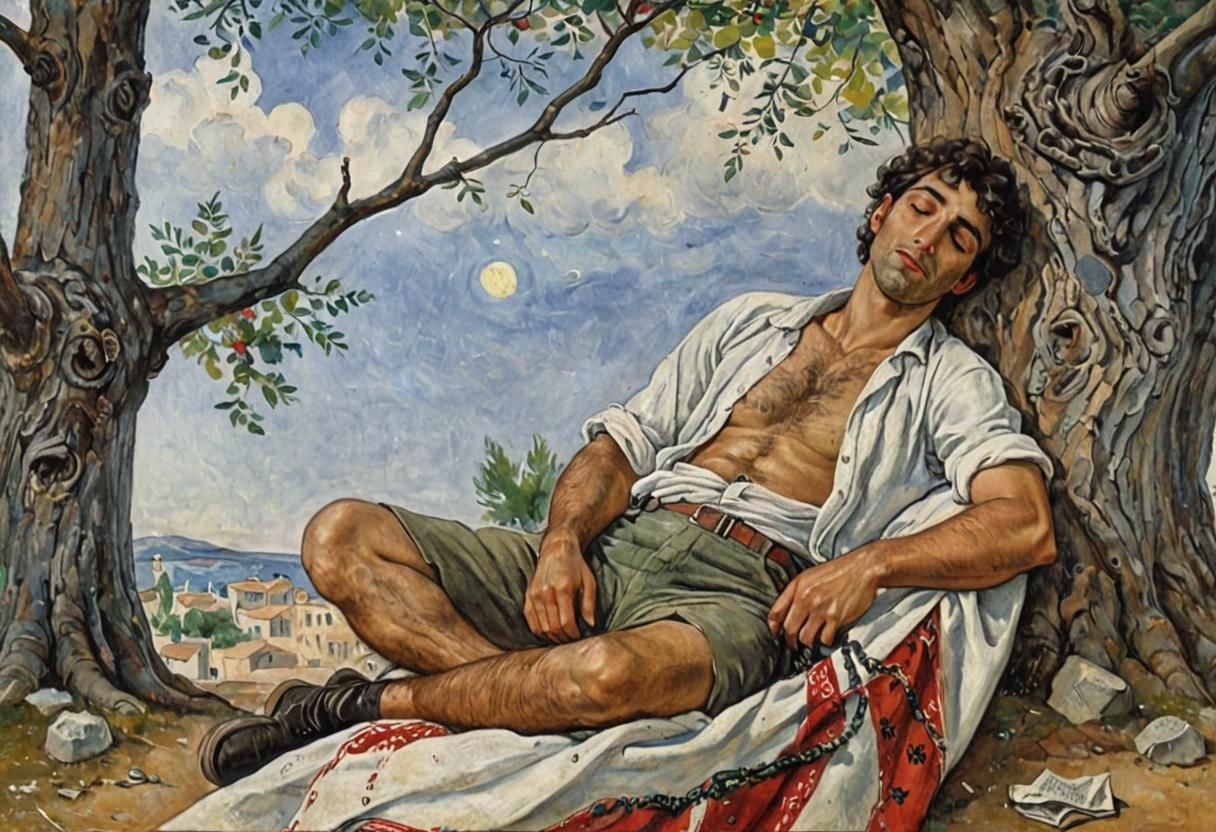 Sardinian Man Sleeping: Evokes Early Modern Art