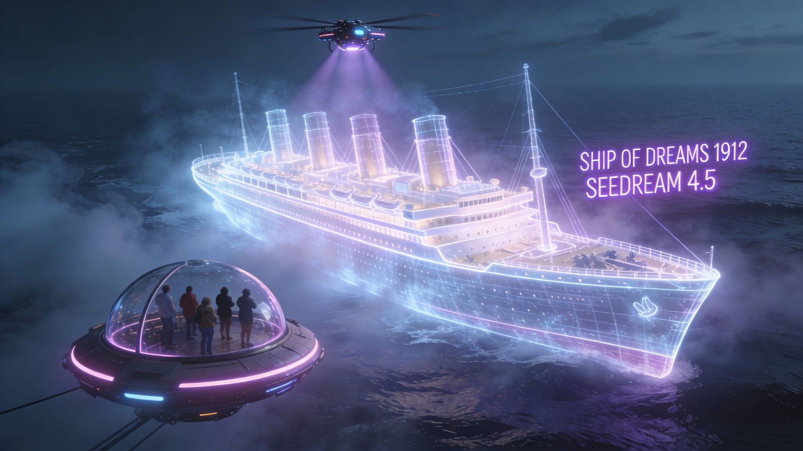 For a Seedream Post - The Titanic envisioned a a Hologram for Tourists