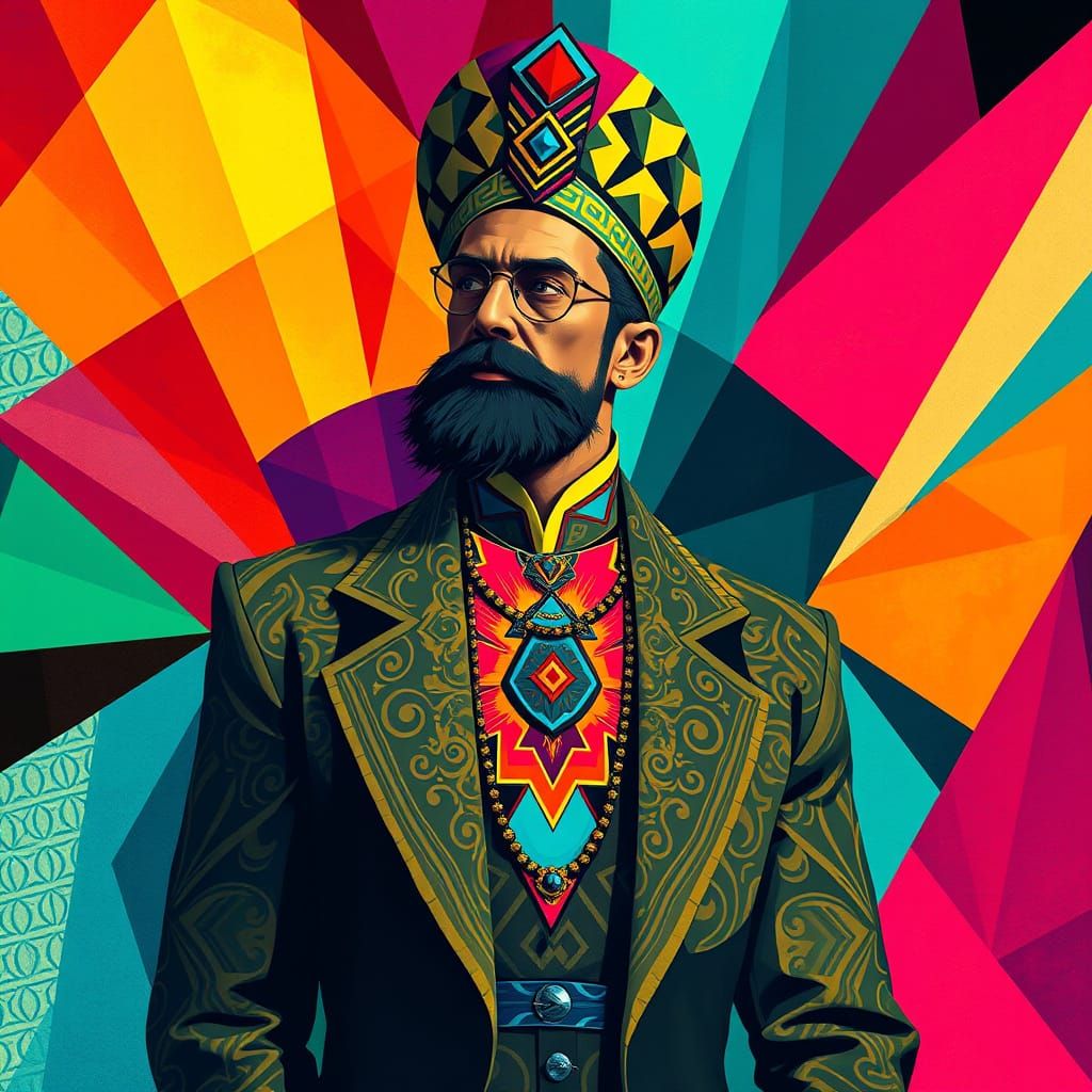 Geometric Figure in Cubist Art Deco Style