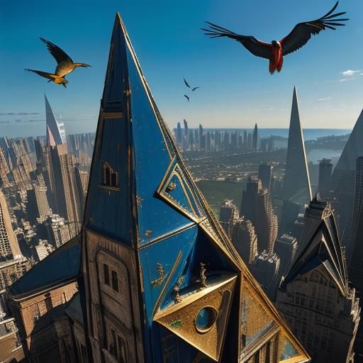 Surreal Composition with Eyes and Birds of Prey