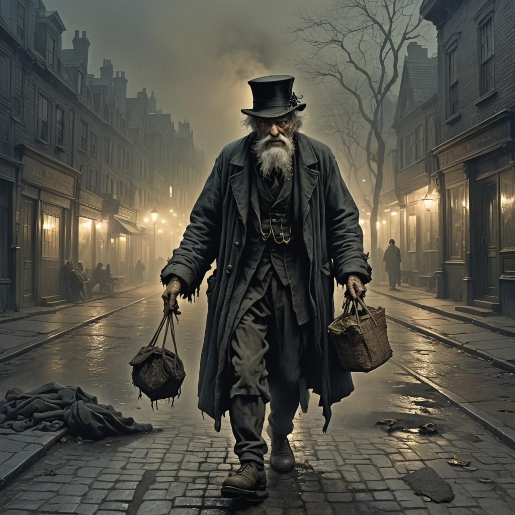 Eerie Victorian Street Scene at Night