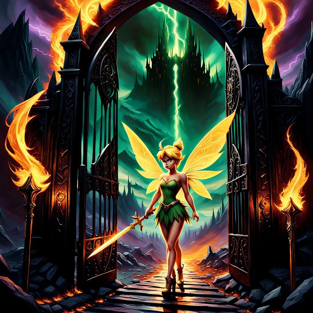 Tinkerbell's Fiery March Through Mordor, Dark Fantasy Art