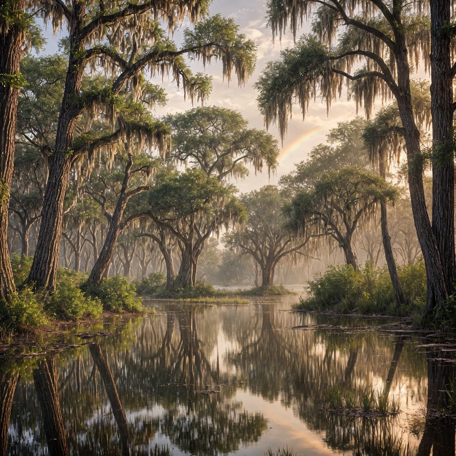 Vibrant Rainbow Illuminates Louisiana Bayou in Cinematic Spl...