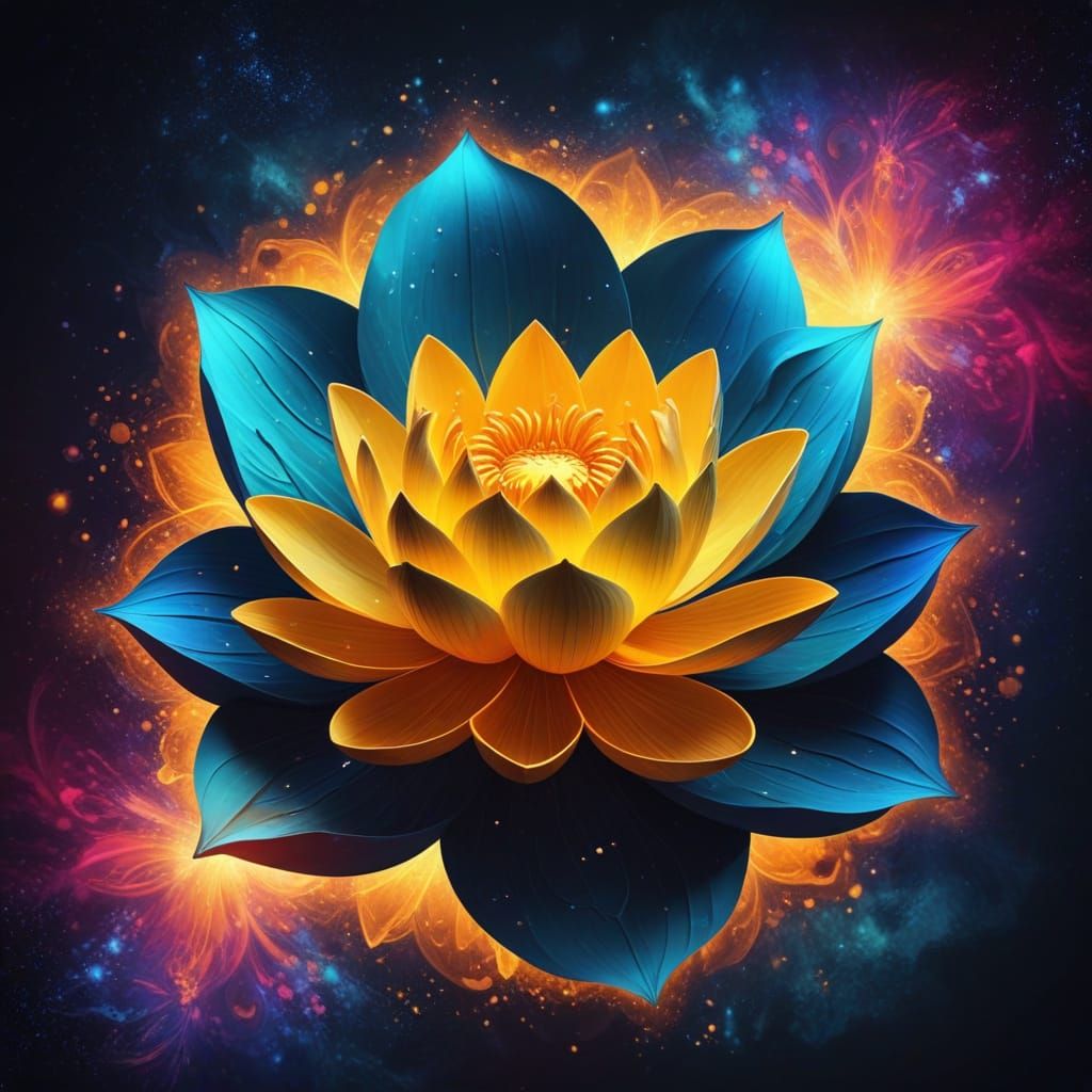Surreal digital artwork inspired by the lotus flower
