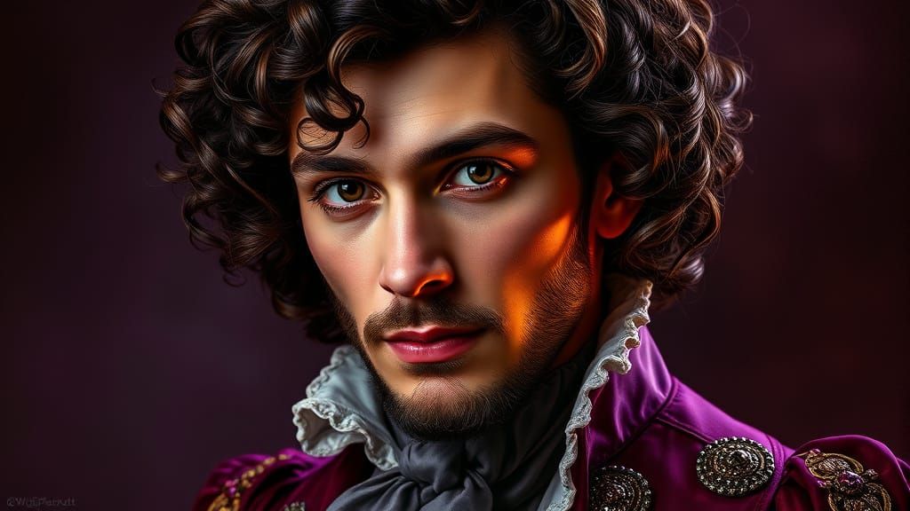 Sophisticated 19th Century French Nobleman in Vibrant Duoton...