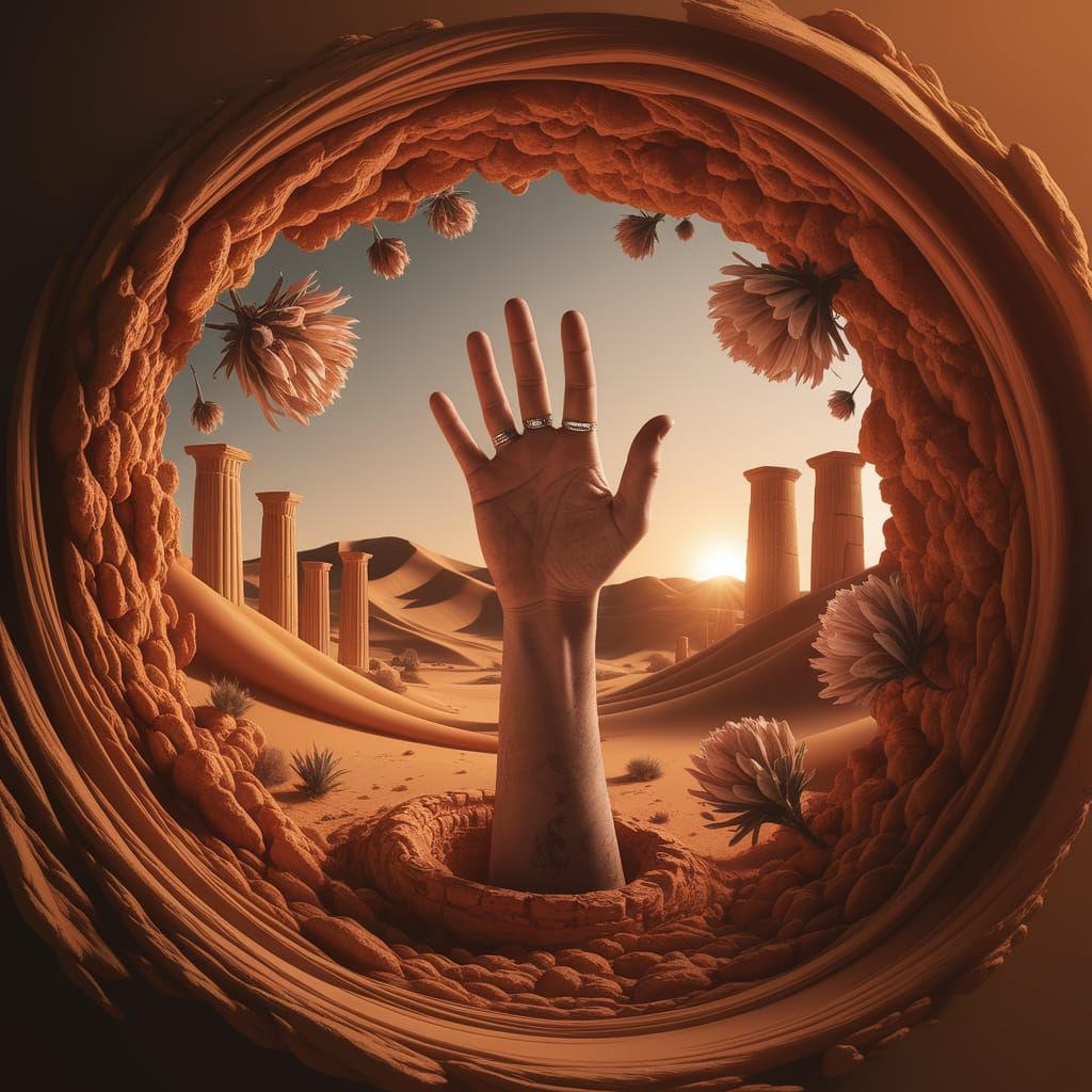 Resilient Hand Rises from Dust, Photojournalism