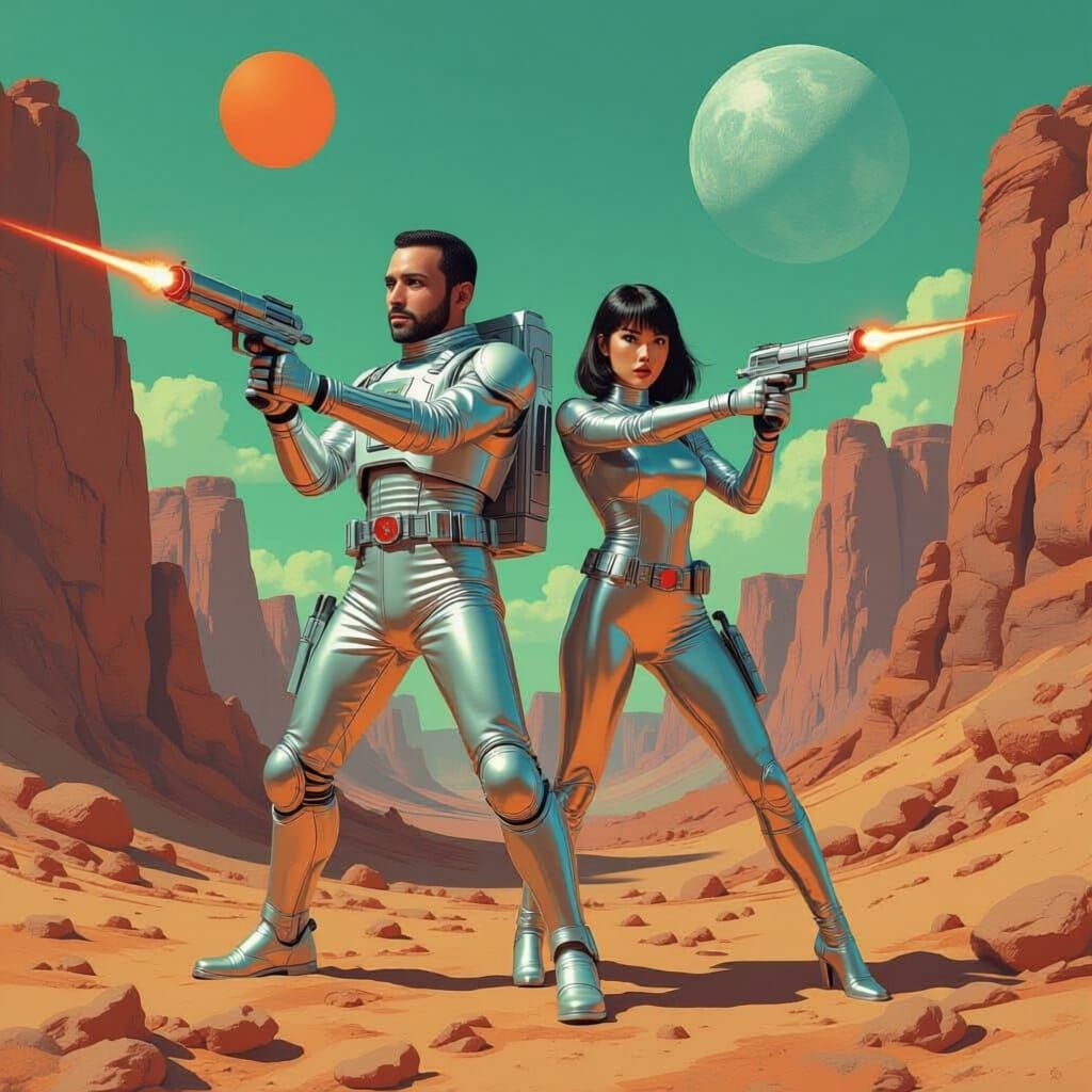 Sci-Fi Adventure: Spaceship Captain Battles Bat Creatures