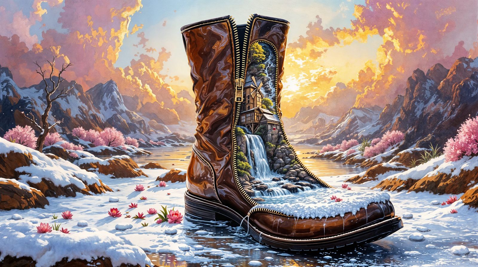 Epic Fantasy Masterpiece: Hidden Spring Oasis in a Leather B...