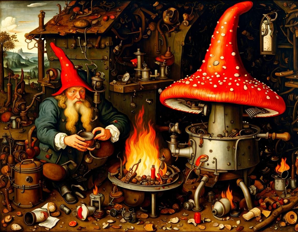 Wizards Feast on Fly Agaric, Bruegel Style