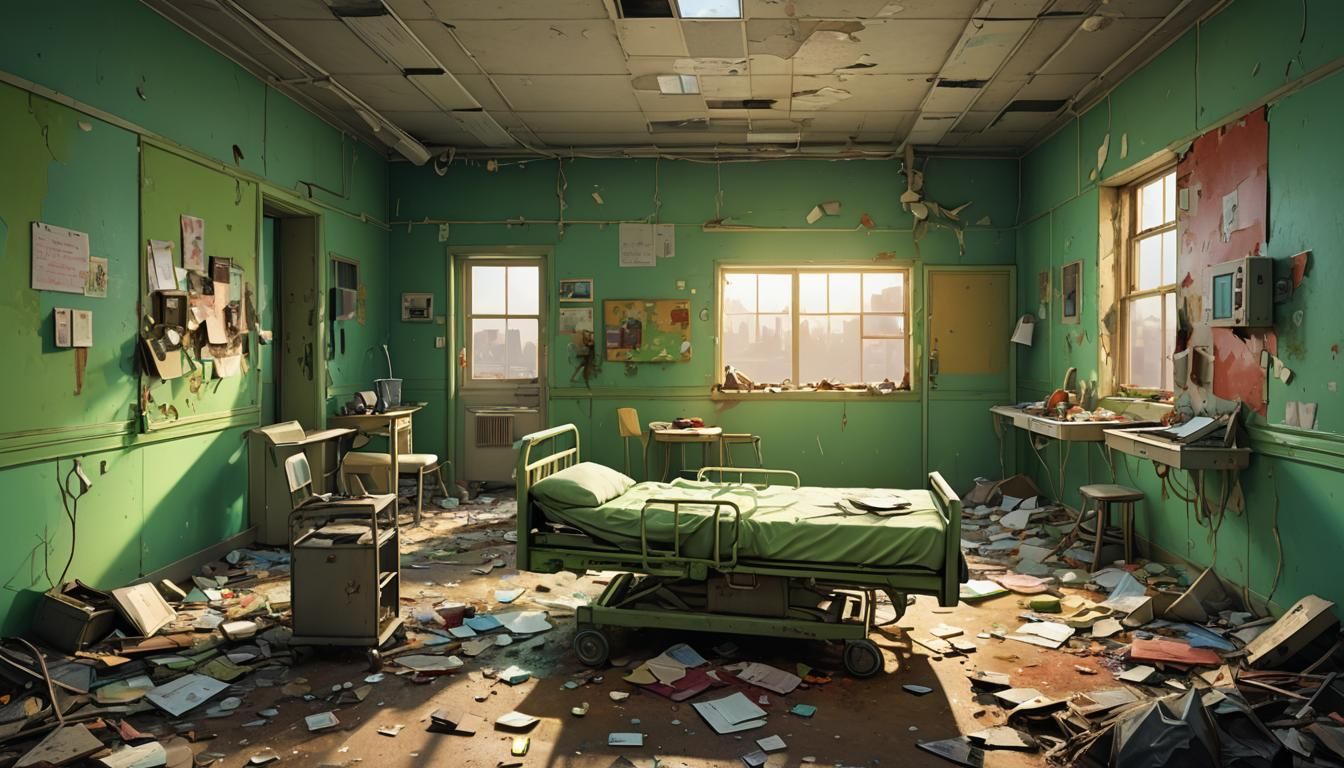 Post-Apocalyptic Hospital Hallway in Sunlight