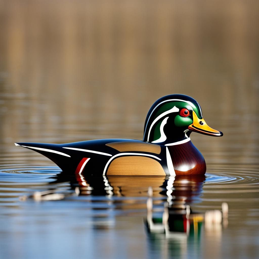 Realistic Wooden Wood Duck Carving