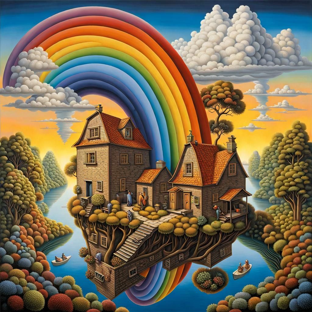 Rainbow in the Clouds: A Surrealist Dreamscape