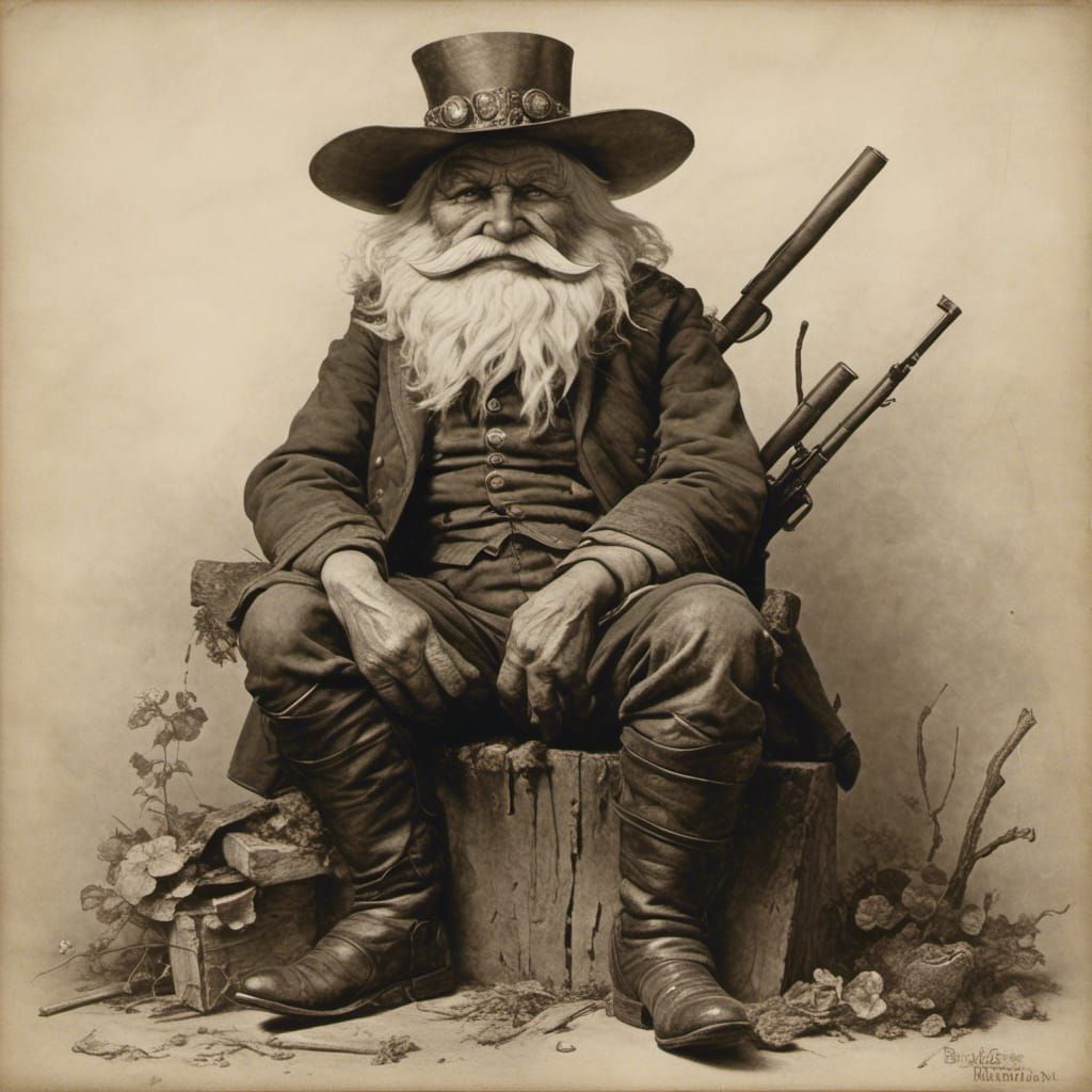 Sinister Gunslinger Garden Gnome Portrait