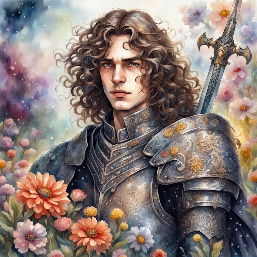 Glorious High Gothic Prince in Dark Fantasy Meadow
