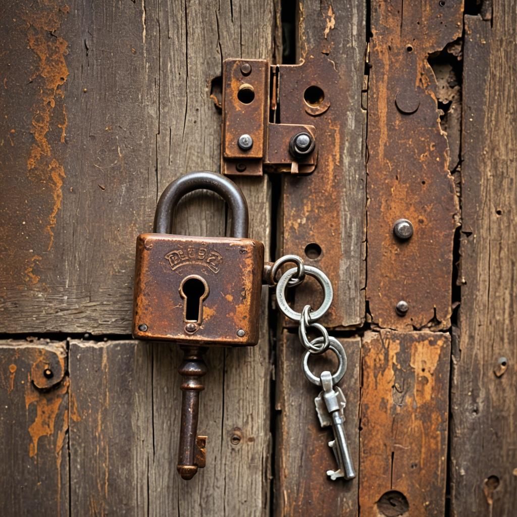 Antique Lock and Key in Natural Light