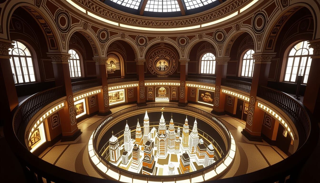 Russian Haida Fusion Museum Hall With City Diorama