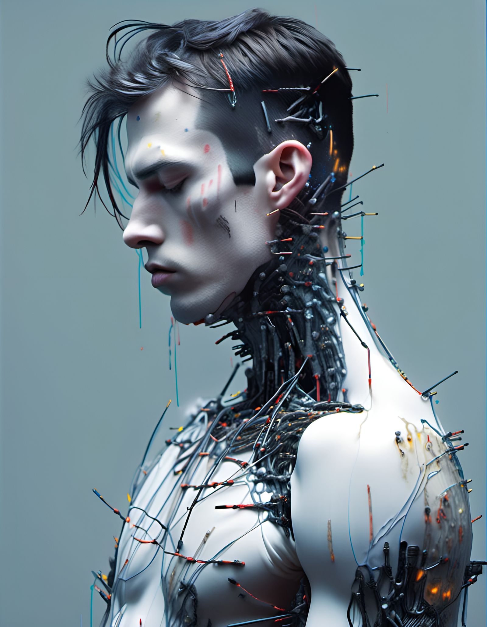 Neon Cyberpunk Android Cyborg Portrait