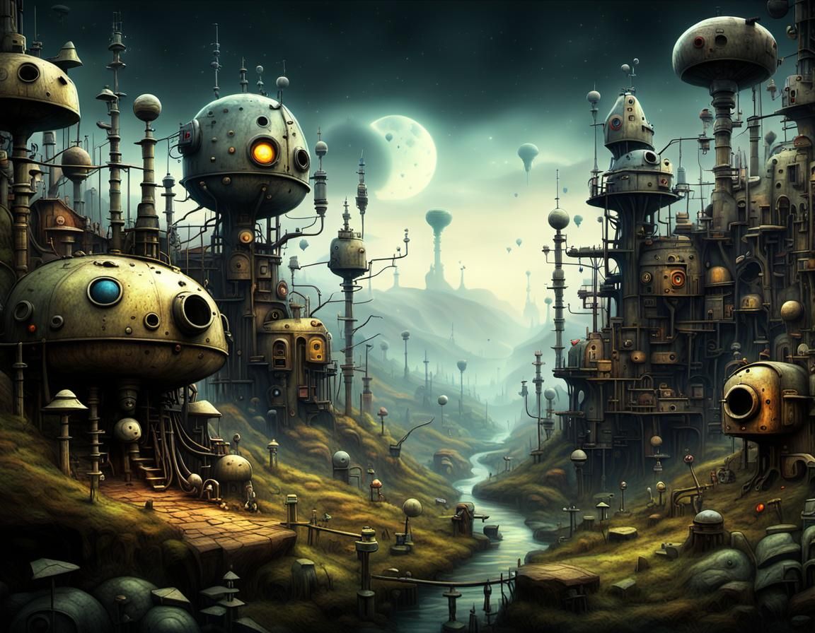 Mystical Forest Valley in Abstract Style