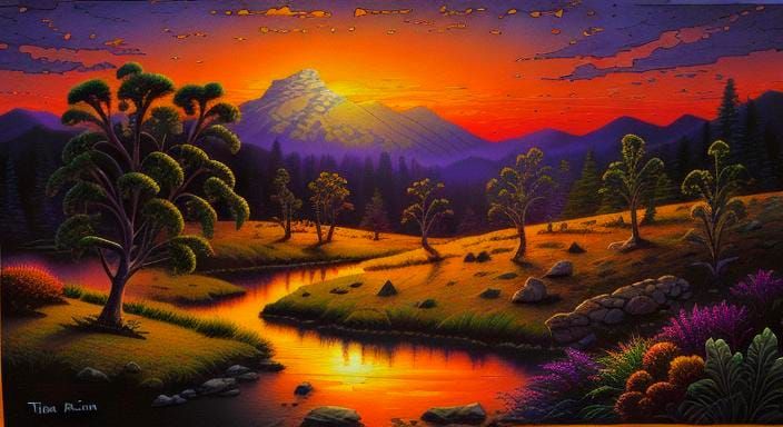 Abstract Sunset with Indigenous Art Elements