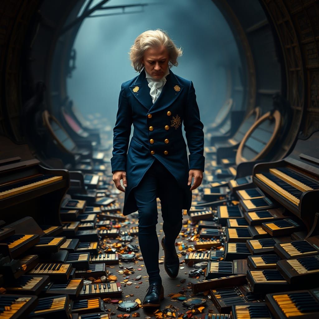 Steampunk Beethoven Strides Through a Maze of Vintage Piano ...