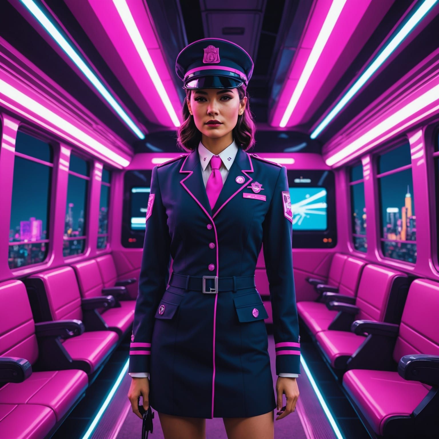Neonwave Train Lounge with Magenta Conductor