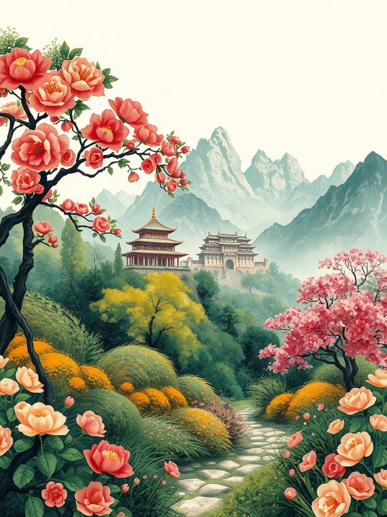 Dreamy Garden Palace in Vibrant Color