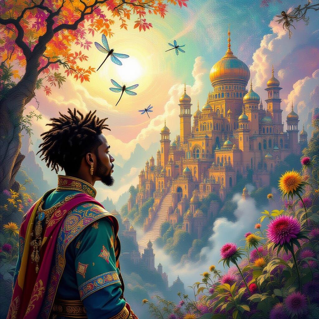 Wakandan Man Views Magical Indo-Sarascenic City