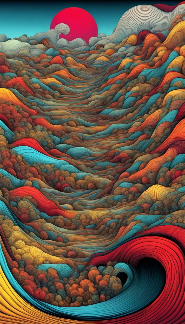 Abstract Ghetto Landscape in Warhol-Inspired Style