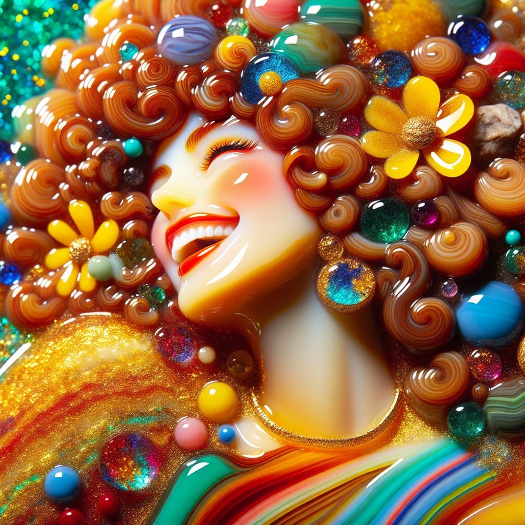 Luminous Resin Art: Joyful Italian Woman