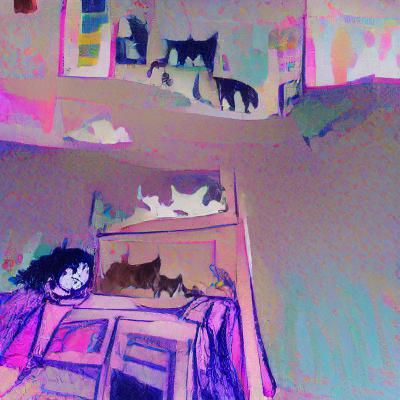 Contemplative Cat in Pastel Colors