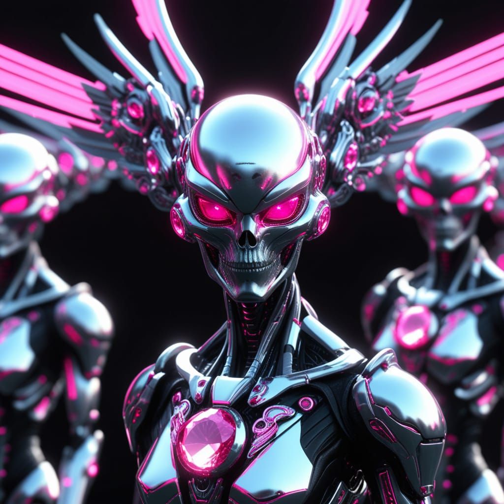 Cybernetic Angel Army Portrait, Digital Matte Painting