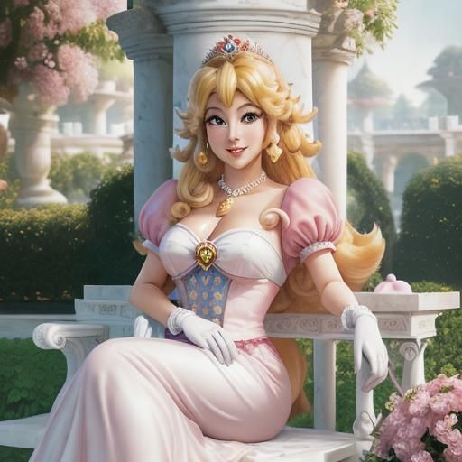 Princess Peach Royal Portrait in Hyperrealistic Style