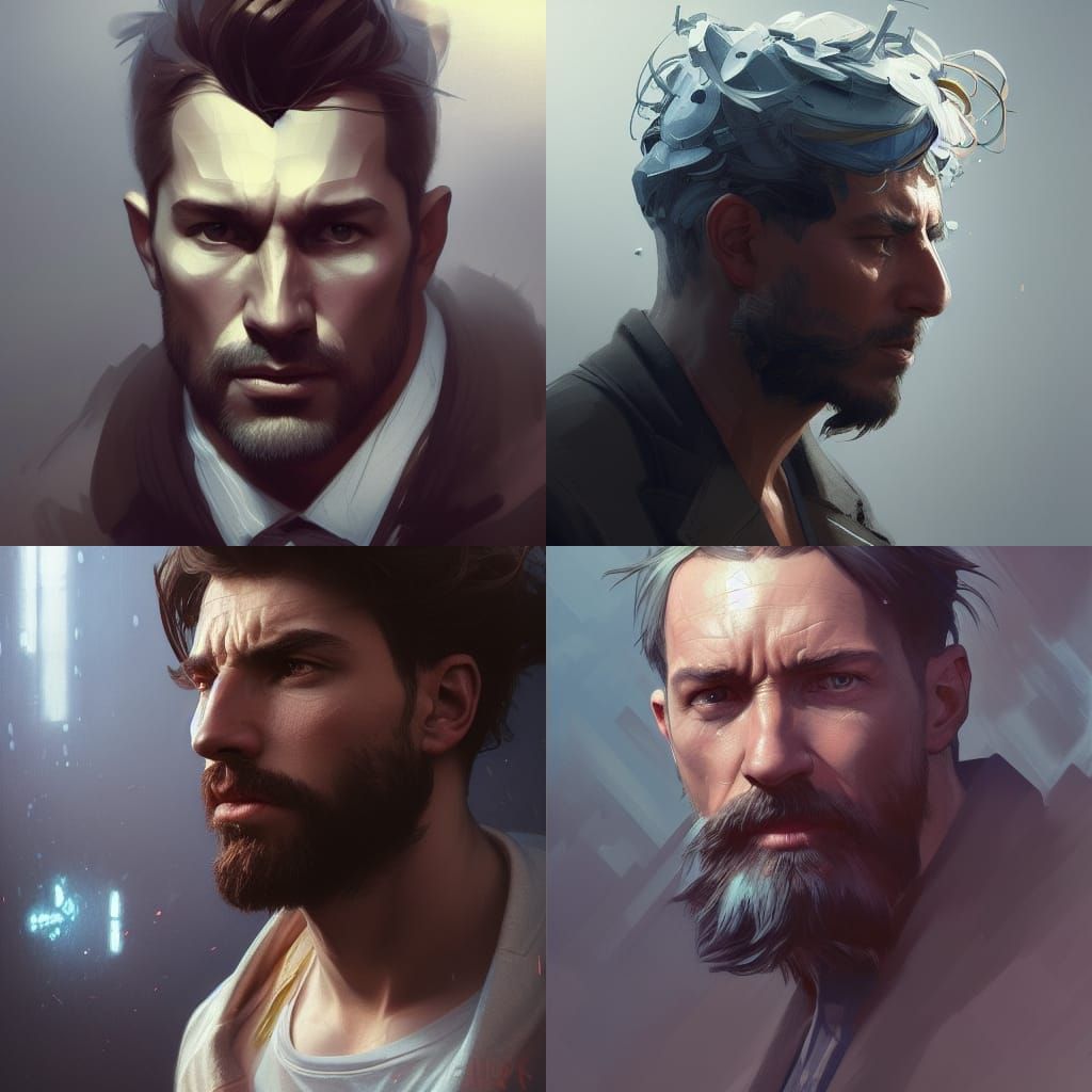 Hyperdetailed Portrait of Man in Art Nouveau Style