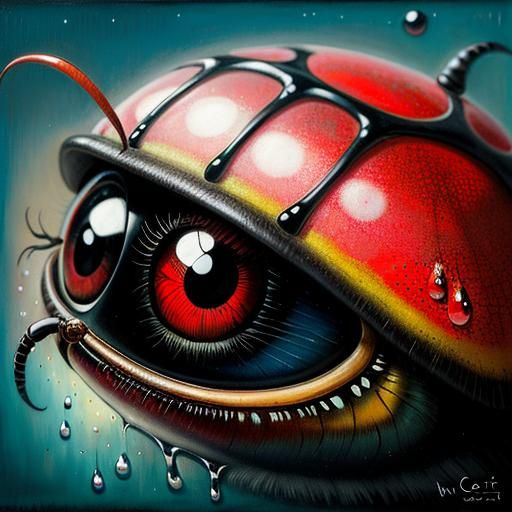 Surrealist Wasp with Chibi Eyes in Vivid Colors