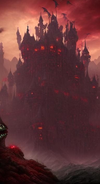 Horrifying Monster Castle: Detailed Matte Painting