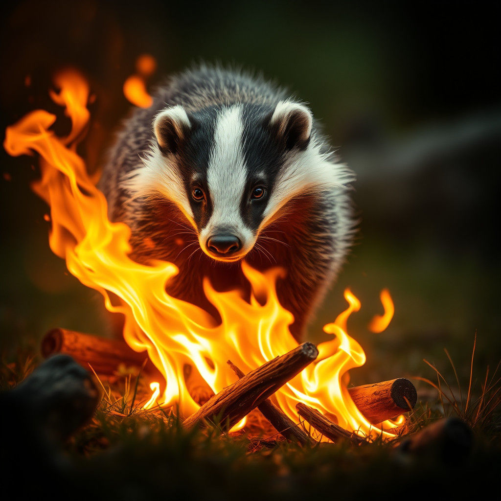 Fiery Badger Illustration