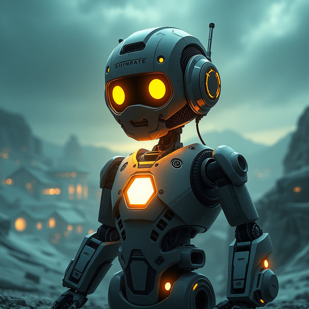 Adorable Robot Illuminates a Futuristic Cityscape