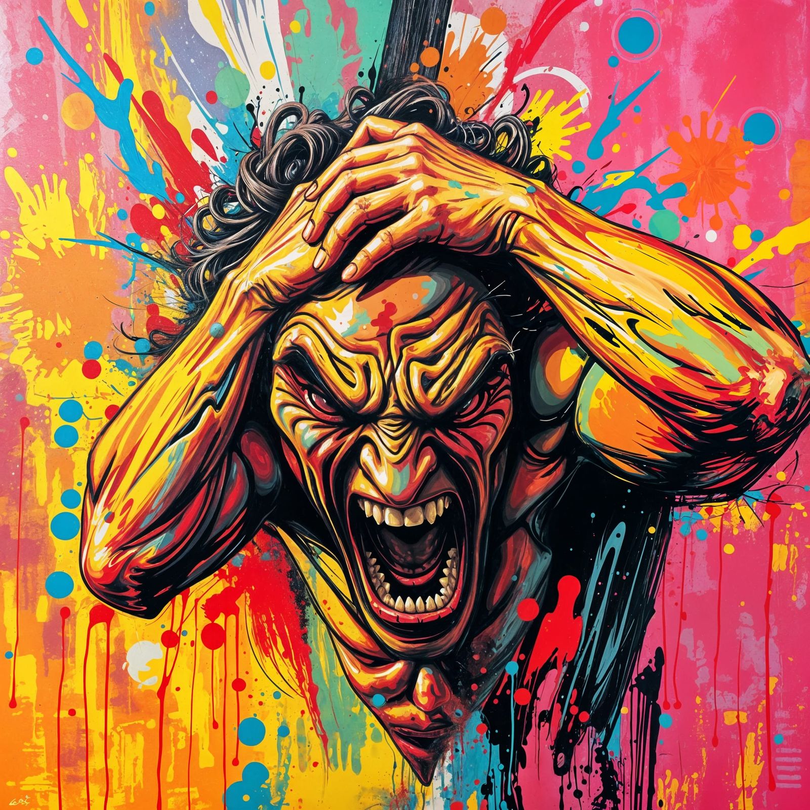 Emotional Turmoil in Vibrant Graffiti