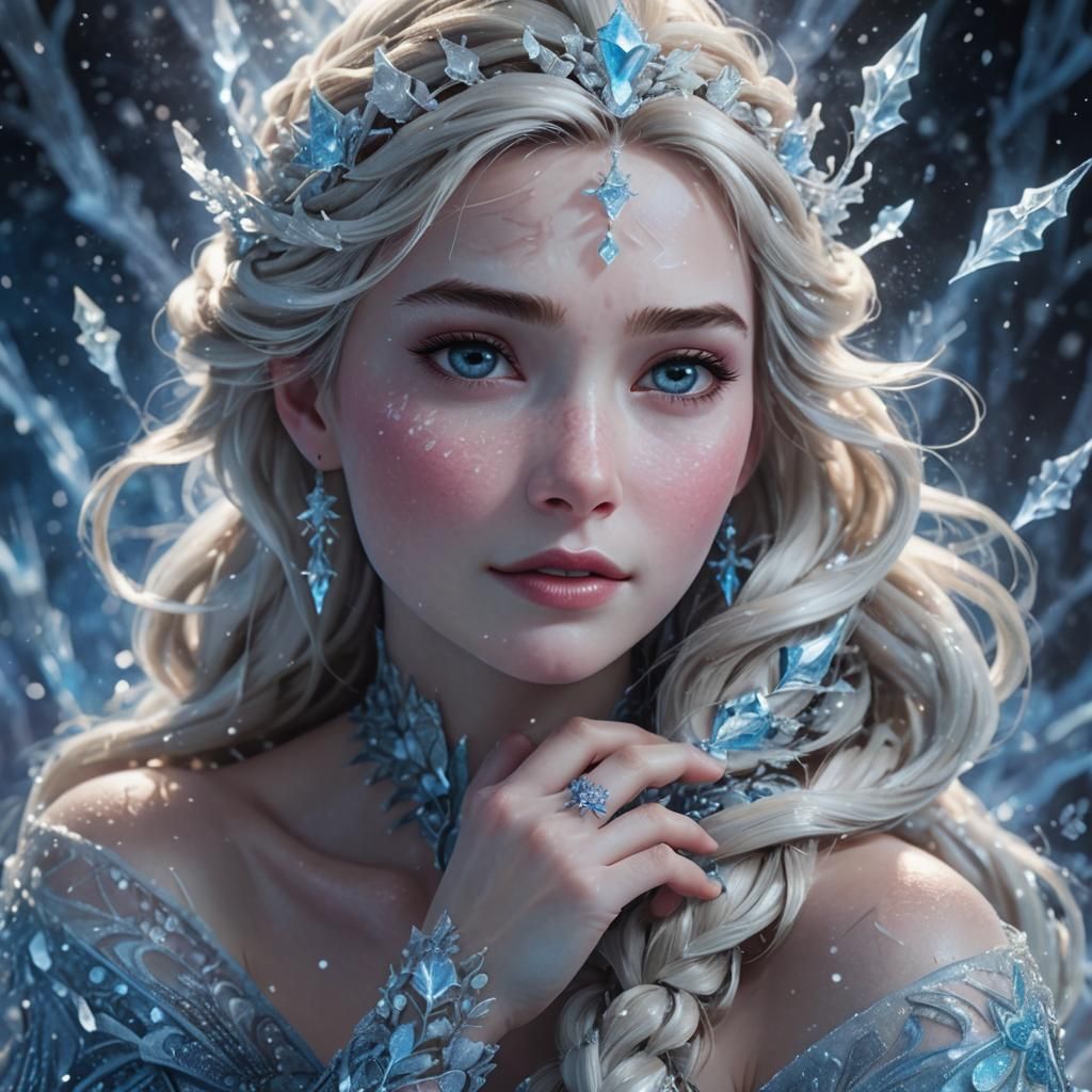 Icy Fractals Swirl Around Elsa in Winter Wonderland