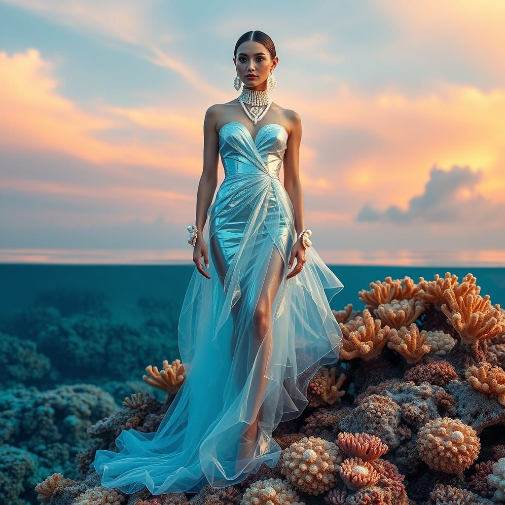 Surreal Goddess Reigns in Oceanic Couture