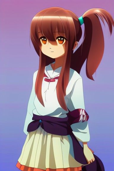 Anime Girl Portrait with Tears and Smile