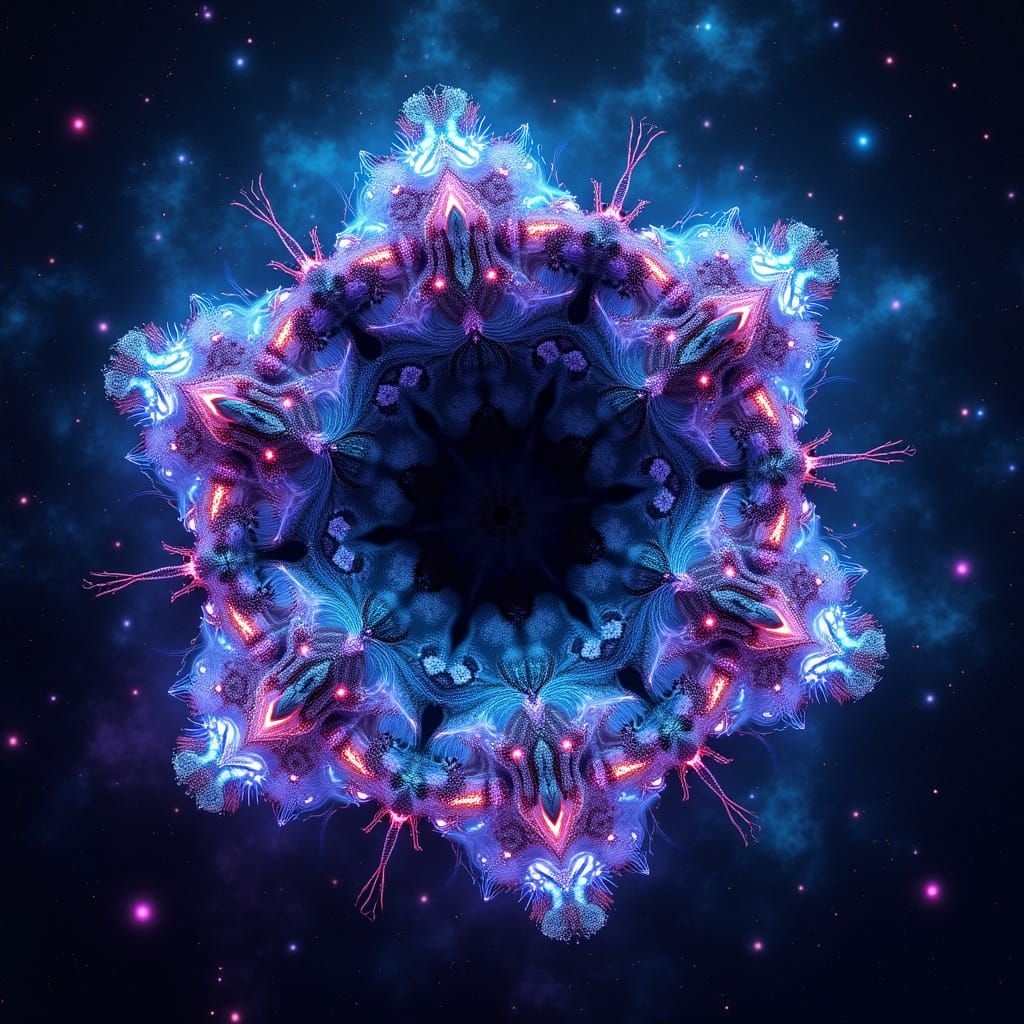 Stunning Fractal Universe with Glowing Neon Boundary